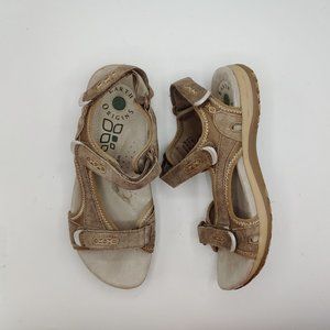 Earth Origins womens 6M Brinkley Sandals Brown Hook & Loop Ankle Strap Comfort